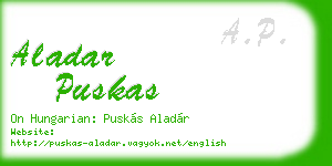 aladar puskas business card